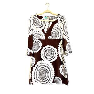 Boden Brown Linen Women's Dress Size US 8 UK 12 Bohemian Boho Design Cute Casual